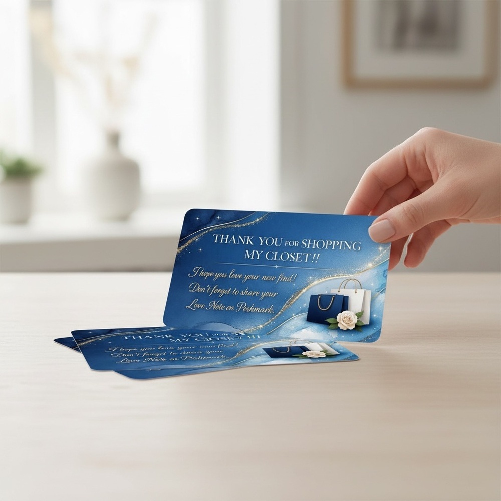 50 Elegant Blue Thank You Cards for Small Business | Poshmark Closet Inserts new - Picture 3 of 4